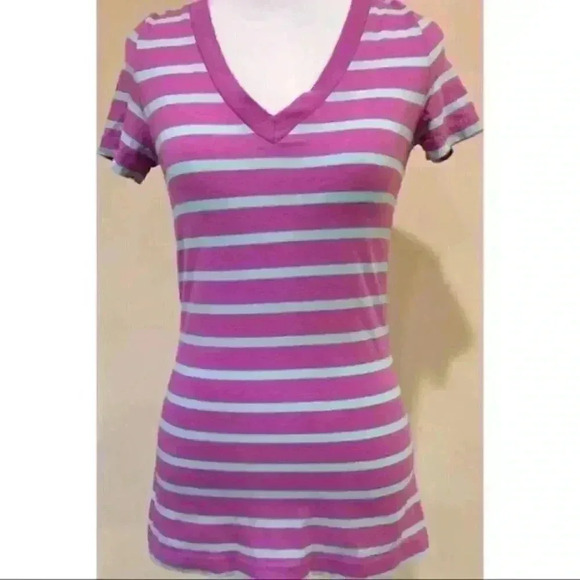 Mossimo Top Size SP Blue Purple Striped  V-neck - Picture 1 of 7